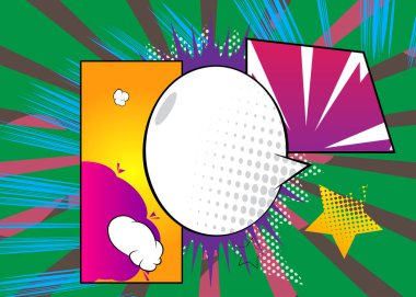 Boş konuşma balonlu çizgi film arkaplanı, çizgi roman arkaplanı. Retro vektör çizgi romanları pop sanat tasarımı.