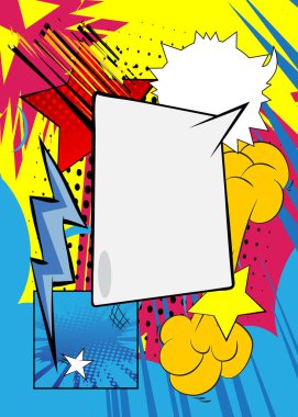 Boş konuşma balonlu çizgi film arkaplanı, çizgi roman arkaplanı. Retro vektör çizgi romanları pop sanat tasarımı.