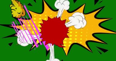 Karikatür arka plan animasyonu, çizgi roman arka plan videosu. Retro vektör çizgi romanları pop sanat tasarımı.