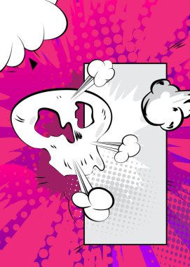 Çizgi film mor beyaz arka plan, çizgi roman arkaplanı. Retro vektör çizgi romanları pop sanat tasarımı.