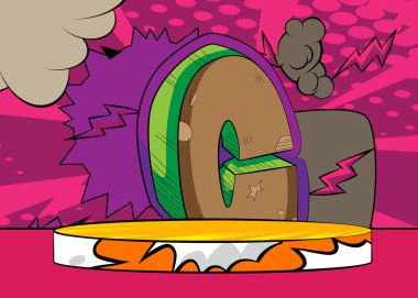 Comic Book Product podyum sahnesi C harfi geçmişe sahip çizgi roman sunumu için..