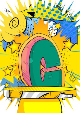 Comic Book Product podyum sahnesi C harfi geçmişe sahip çizgi roman sunumu için..