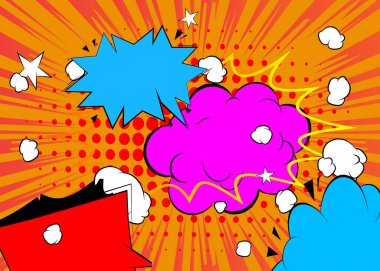 Çizgi roman arka planı, çizgi roman eğlence arkaplanı. Retro vektör çizgi romanları pop sanat tasarımı.