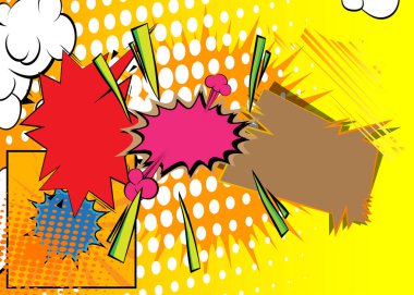 Çizgi roman arka planı, çizgi roman eğlence arkaplanı. Retro vektör çizgi romanları pop sanat tasarımı.