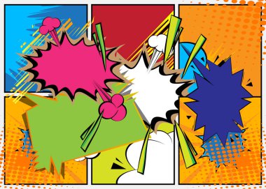 Çizgi roman arka planı, çizgi roman eğlence arkaplanı. Retro vektör çizgi romanları pop sanat tasarımı.