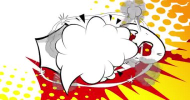 Boş konuşma balonlu çizgi film, çizgi roman arkaplan animasyonu. Retro çizgi roman pop sanat video tasarımı.