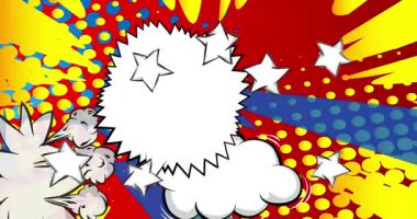 Boş konuşma balonlu çizgi film, çizgi roman arkaplan animasyonu. Retro çizgi roman pop sanat video tasarımı.