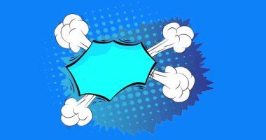 Çizgi film mavi ve beyaz arka plan animasyonu, çizgi roman arka plan videosu. Retro vektör çizgi romanları pop sanat tasarımı.