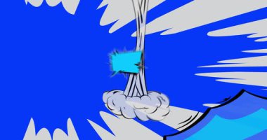 Çizgi film mavi ve beyaz arka plan animasyonu, çizgi roman arka plan videosu. Retro vektör çizgi romanları pop sanat tasarımı.