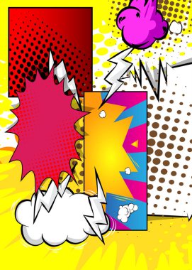 Çizgi film süper arka planı, çizgi roman arkaplanı. Retro vektör çizgi romanları pop sanat tasarımı.