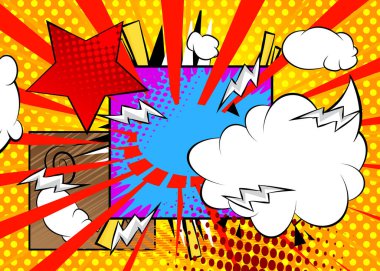 Çizgi film arkaplanı, çizgi roman arkaplanı. Retro vektör çizgi romanları pop sanat tasarımı.