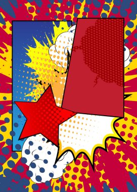 Çizgi film arkaplanı, çizgi roman arkaplanı. Retro vektör çizgi romanları pop sanat tasarımı.