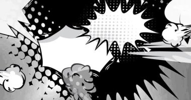 Çizgi film arkaplan animasyonu, çizgi roman arka plan videosu. Retro vektör çizgi romanları pop sanat tasarımı.