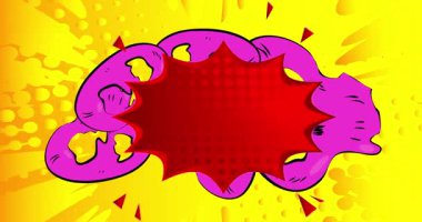 Çizgi roman arka plan animasyonu. Retro çizgi romanlar pop sanat konuşma balonu, video tasarımı.