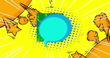 Çizgi film arkaplan animasyonu, çizgi roman arka plan videosu. Retro çizgi roman pop sanat tasarımı.