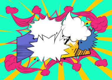 Çizgi film arkaplanı, çizgi roman arkaplanı. Retro vektör çizgi romanları pop sanat tasarımı.