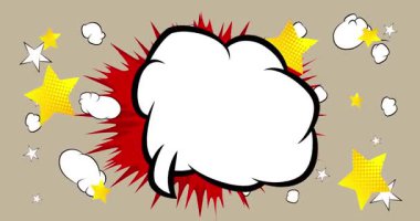 Çizgi film boş konuşma balonu, çizgi roman videosu. Retro çizgi roman pop sanat animasyonu.