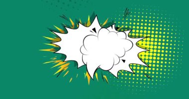 Çizgi film boş konuşma balonu, çizgi roman videosu. Retro çizgi roman pop sanat animasyonu.