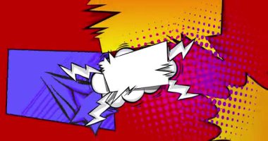 Çizgi film boş konuşma balonu, çizgi roman videosu. Retro çizgi roman pop sanat animasyonu.