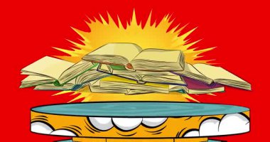 Comic Book Product sahne animasyonu kitapla sunum için. Retro çizgi roman arkaplan videosu.