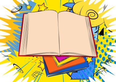 Çizgi roman, çizgi roman kütüphanesi. Retro vektör çizgi romanları pop sanat tasarımı.