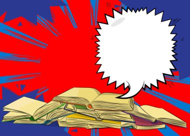 Boş konuşma balonlu çizgi roman, çizgi roman kütüphanesi arkaplanı. Retro vektör çizgi romanları pop sanat tasarımı.