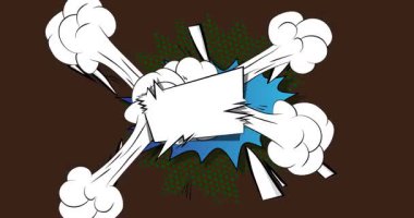 Çizgi film boş konuşma balonu, çizgi roman videosu. Retro çizgi roman pop sanat animasyonu.