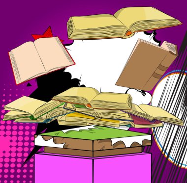 Comic Book Product podyumu, Book 'un sunumu için. Retro çizgi roman arkaplanı.