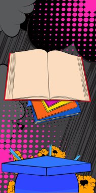 Comic Book Product podyumu, Book 'un sunumu için. Retro çizgi roman arkaplanı.