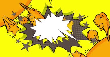 Çizgi film boş konuşma balonu, çizgi roman videosu. Retro çizgi roman pop sanat animasyonu.