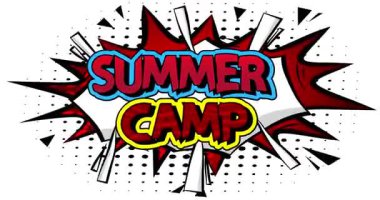 Çizgi roman, pop sanatı, baloncuklu yaz kampı metni. Çizgi roman hareketi grafikleri.