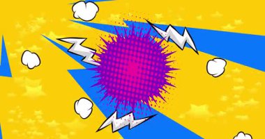 Çizgi film arkaplan animasyonu, çizgi roman arka plan videosu. Retro vektör çizgi romanları pop sanat tasarımı.