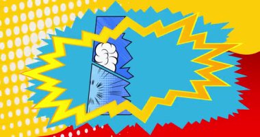 Çizgi film arkaplan animasyonu, çizgi roman arka plan videosu. Retro vektör çizgi romanları pop sanat tasarımı.