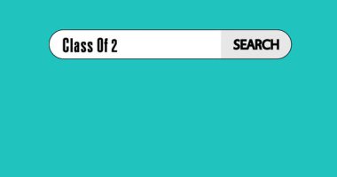2025 yazı sınıfı sanal arama çubuğu. İşadamı sağ işaret parmağını bir arama simgesine dokunmak için itiyor. 4k Çizgi Roman tarzı animasyon.