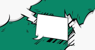 Çizgi film boş konuşma balonu, çizgi roman videosu. Retro çizgi roman pop sanat animasyonu.