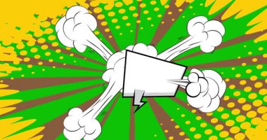 Çizgi film boş konuşma balonu, çizgi roman videosu. Retro çizgi roman pop sanat animasyonu.