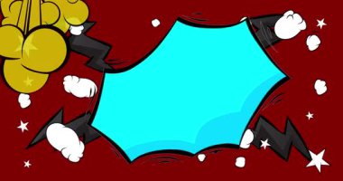 Çizgi film boş konuşma balonu, çizgi roman videosu. Retro çizgi roman pop sanat animasyonu.