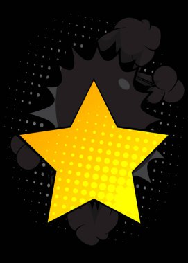 Çizgi film yıldızı, çizgi roman ödülü. Retro vektör çizgi romanları pop sanat tasarımı.