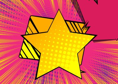 Çizgi film yıldızı, çizgi roman ödülü. Retro vektör çizgi romanları pop sanat tasarımı.