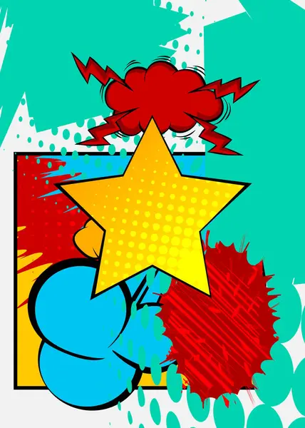 Çizgi film yıldızı, çizgi roman ödülü. Retro vektör çizgi romanları pop sanat tasarımı.