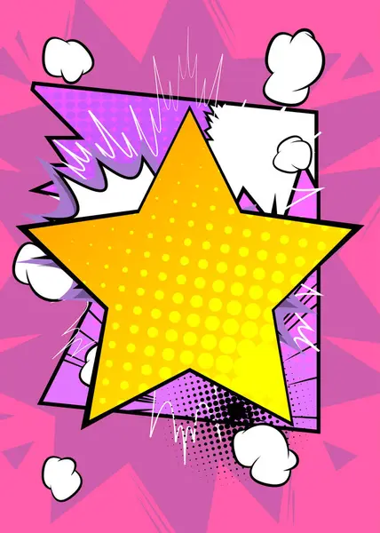 Çizgi film yıldızı, çizgi roman ödülü. Retro vektör çizgi romanları pop sanat tasarımı.