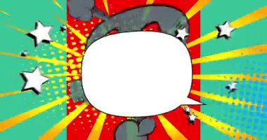 Çizgi film boş konuşma balonu, çizgi roman videosu. Retro çizgi roman pop sanat animasyonu.