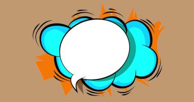 Çizgi film boş konuşma balonu, çizgi roman videosu. Retro çizgi roman pop sanat animasyonu.