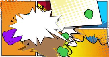 Çizgi film boş konuşma balonu, çizgi roman videosu. Retro çizgi roman pop sanat animasyonu.