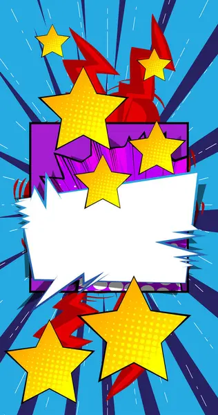 Çizgi film yıldızı, boş konuşma balonu, çizgi roman geçmişi. Retro vektör çizgi romanları pop sanat tasarımı.