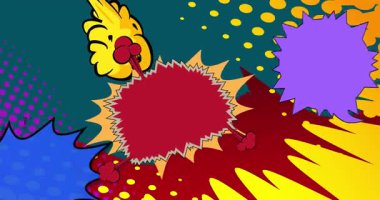 Çizgi film arkaplan animasyonu, çizgi roman arka plan videosu. Retro vektör çizgi romanları pop sanat tasarımı.