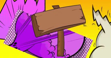 Cartoon wood signboard, comic book Plank. Retro vector comics pop art design.