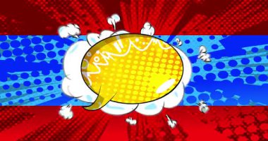 Çizgi film arkaplan animasyonu, çizgi roman arka plan videosu. Retro çizgi roman pop sanat tasarımı.