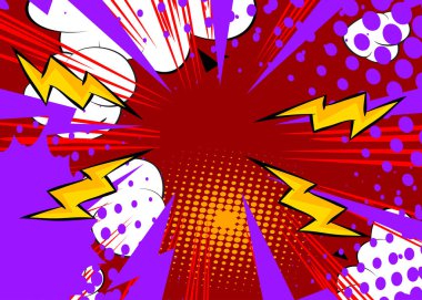 Çizgi film afişi arka planı, çizgi roman arkaplanı. Retro vektör çizgi romanları pop sanat tasarımı.