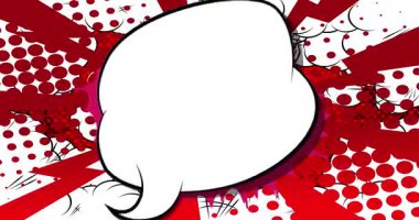 Çizgi film boş konuşma balonu, çizgi roman videosu. Retro çizgi roman pop sanat animasyonu.